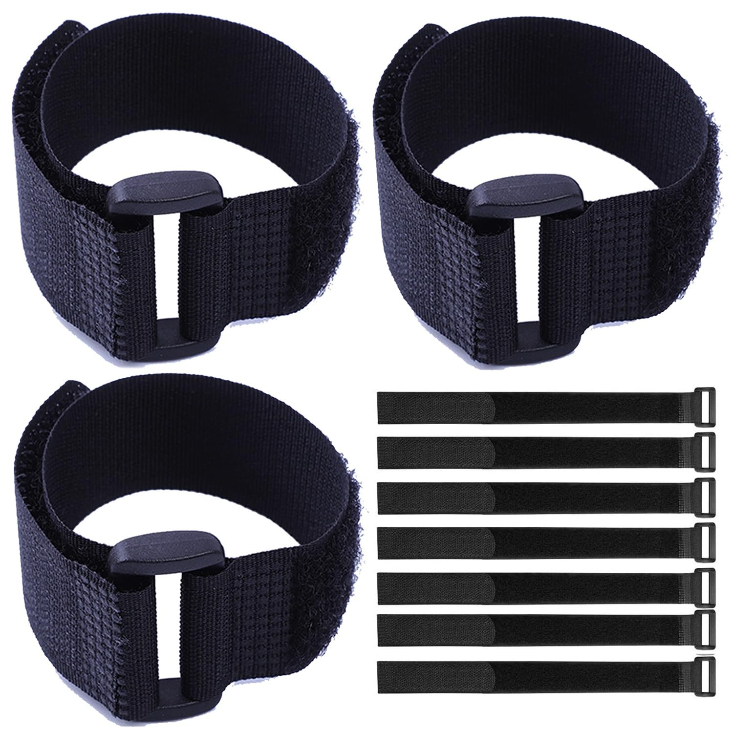 Black Nylon Self-Adhesive Fastening Hook Loop Cable Straps 1" x 20" Management