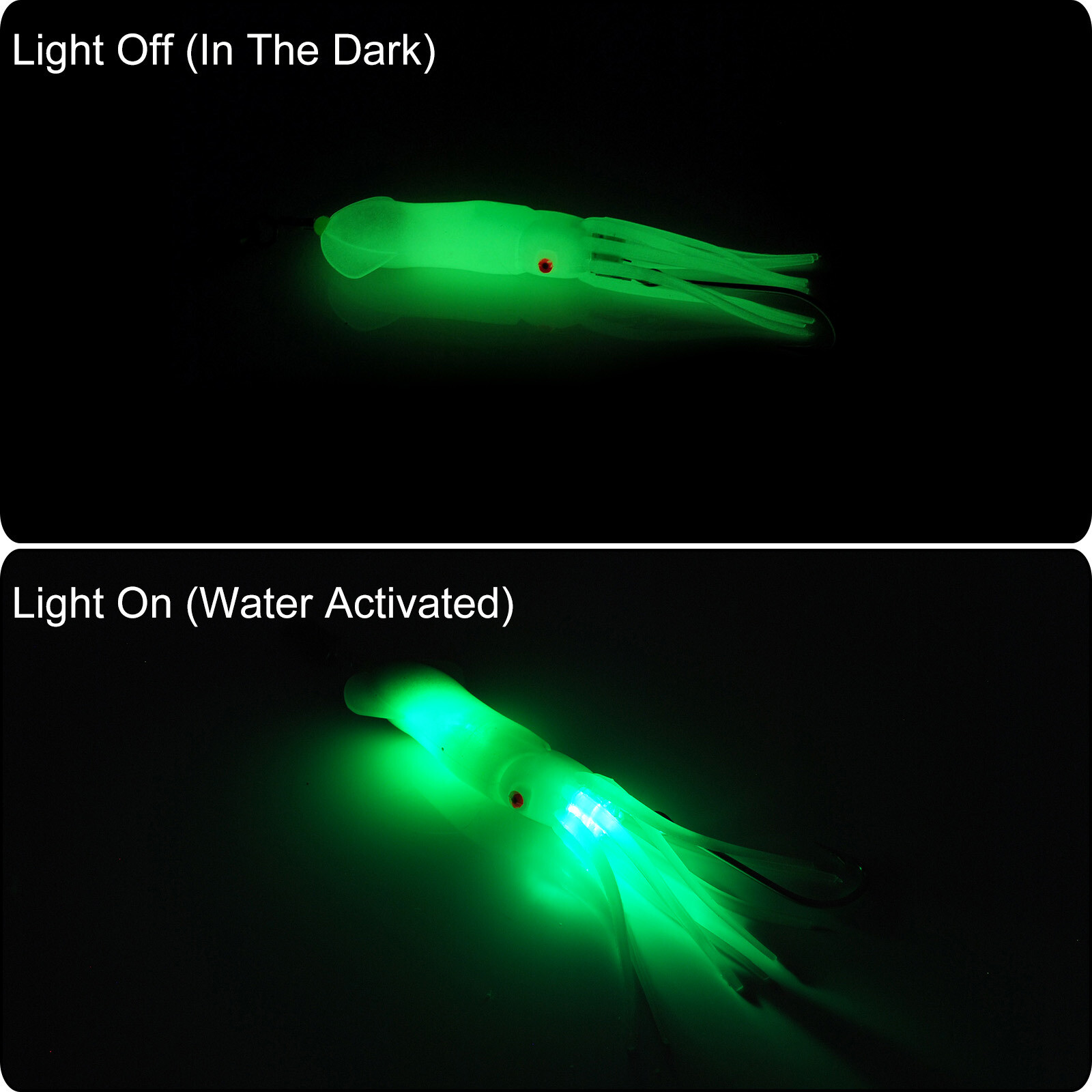 Dr.Fish Saltwater LED Fishing Lures Lighted Squid Baits Deep Drop Tuna Lead Rig