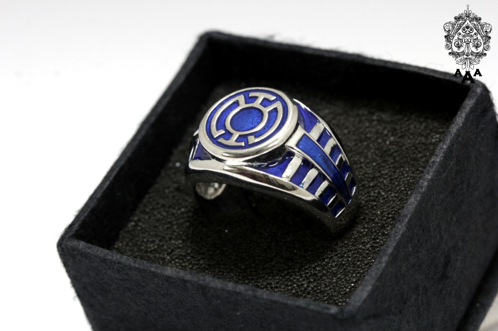 Blue Lantern Ring V.2 Blue Lantern Corp Ring Sterling Silver 925 Blue Enamel