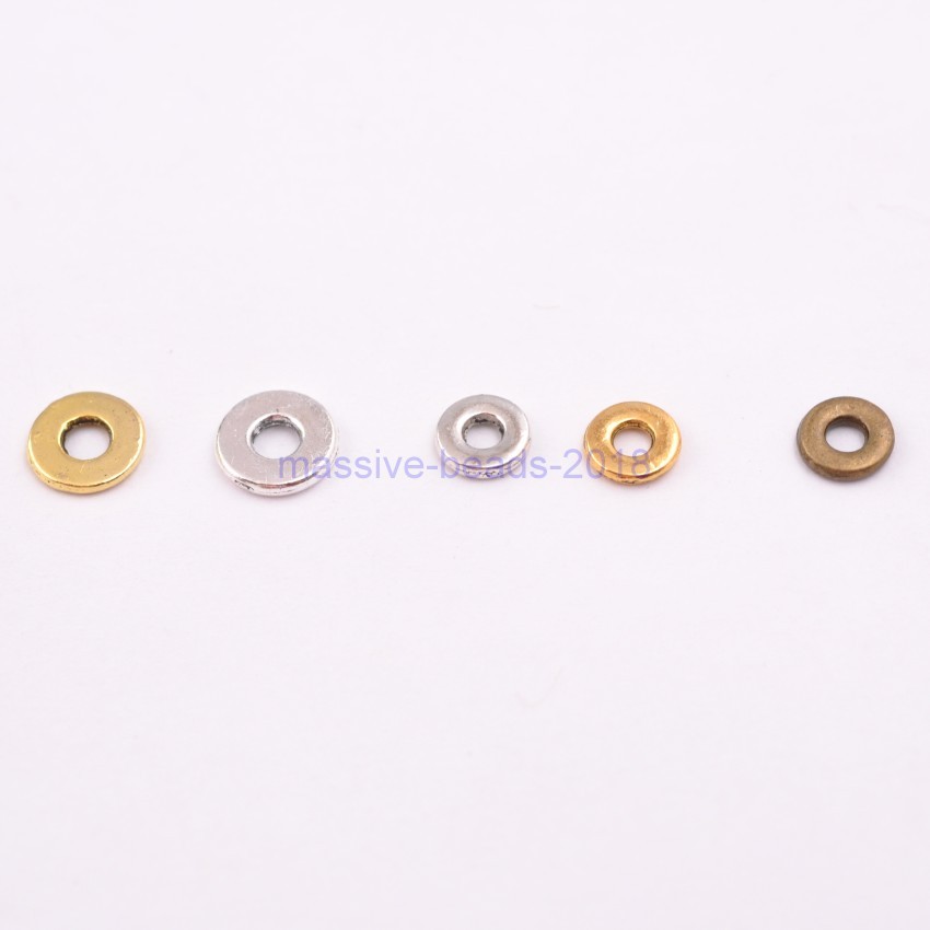 200Pcs Tibetan Silver Gold Bronze Rings Spacer Beads Jewelry 6mm 8mm W3036