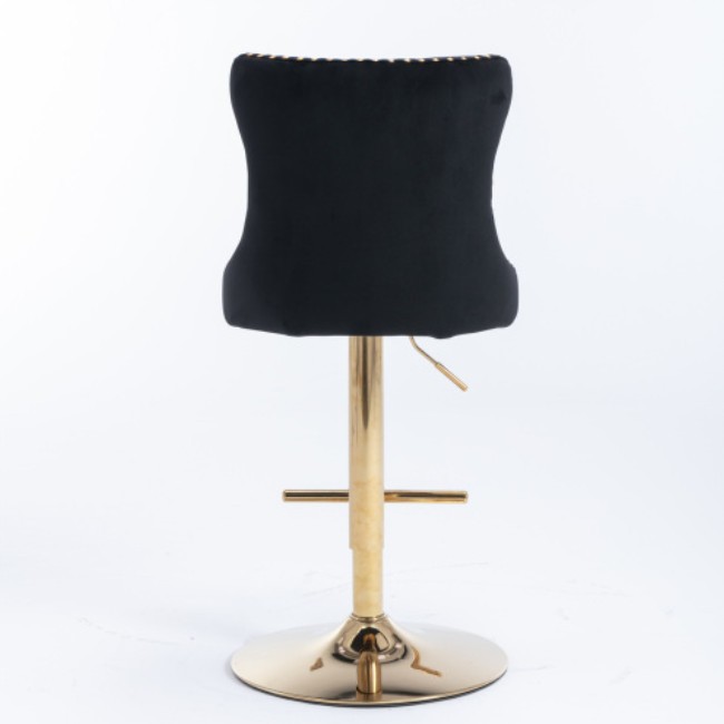 Golden Swivel Velvet Barstools Adjusatble Seat Height From 25-33 Inch Black