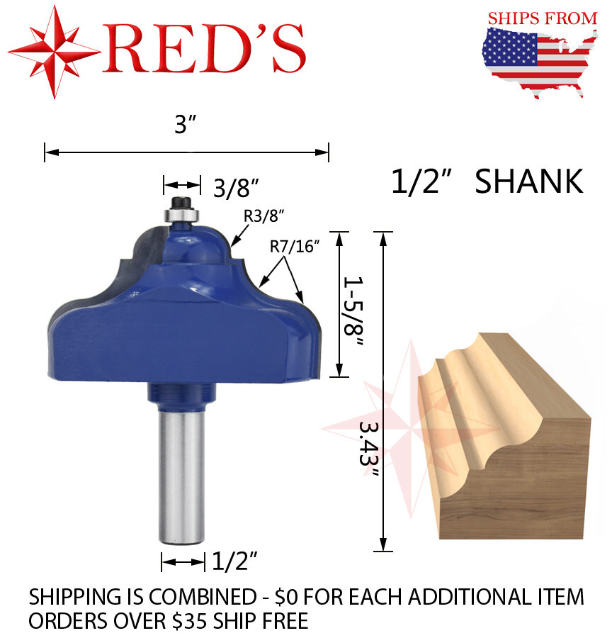 Tideway Carbide Pro WL1274 3" French Baroque 1/2" shank router bit