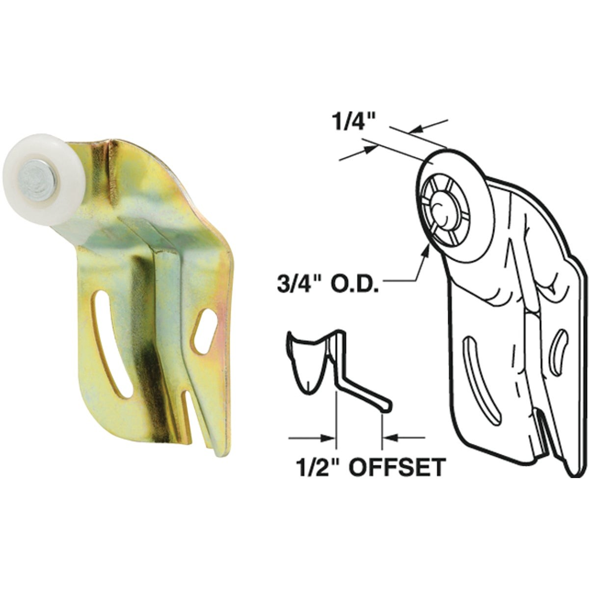 Prime-Line Offset Adjustable 3/4 In. Dia. x 1/2 In. Single Wheel Back Bypass