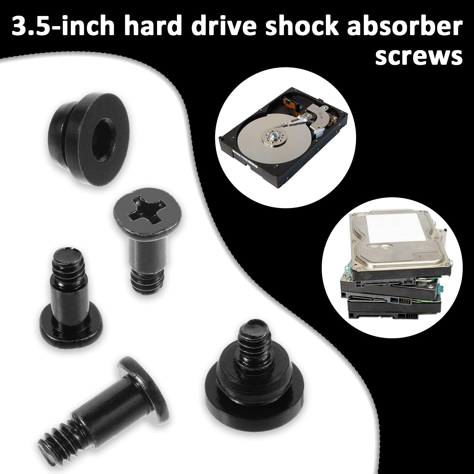 24 Pcs Hard Disk Drive Screws and Shock 6#-32, Black