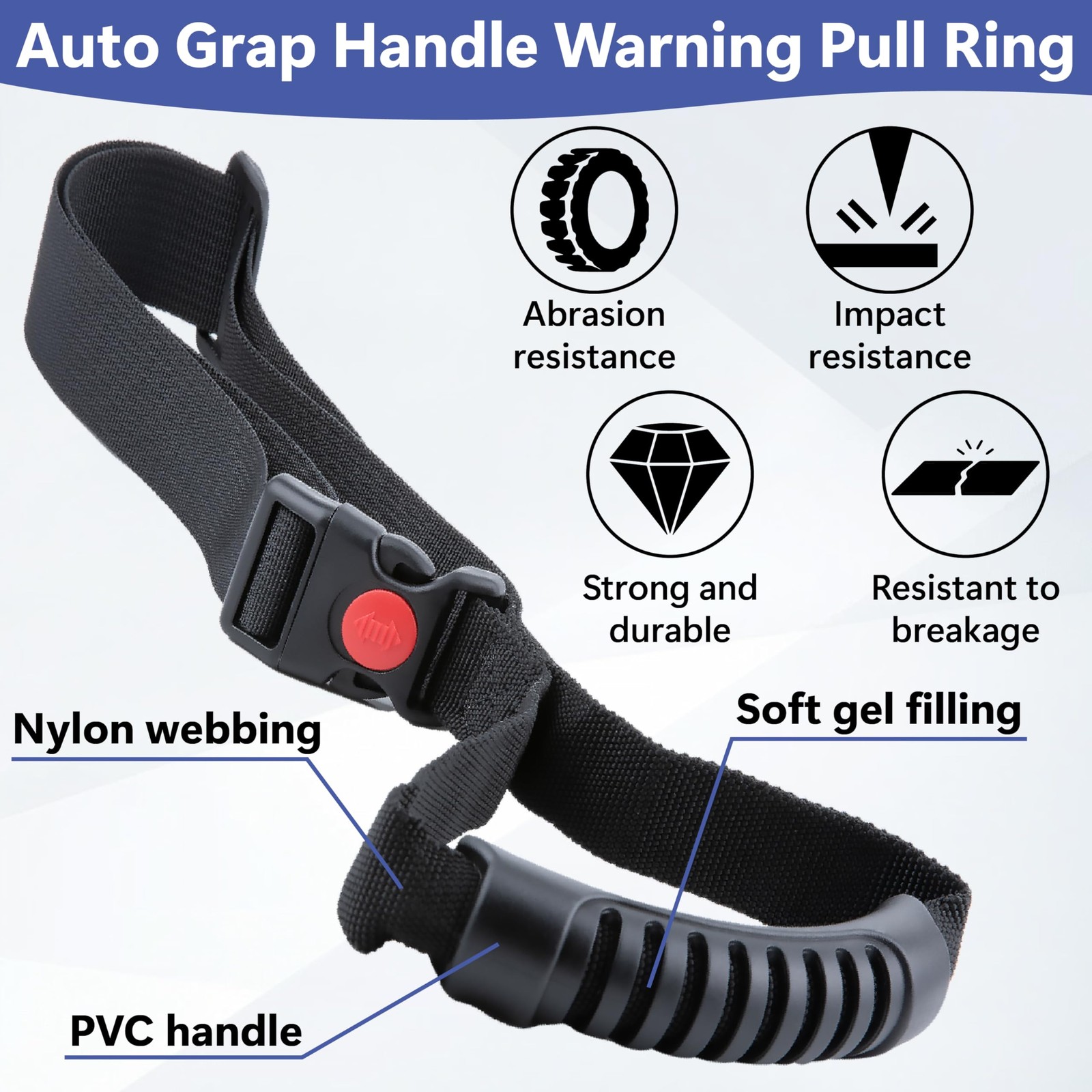 2 Pcs Car Adjustable Grab Handles Black Interior Assist Handle Accessories