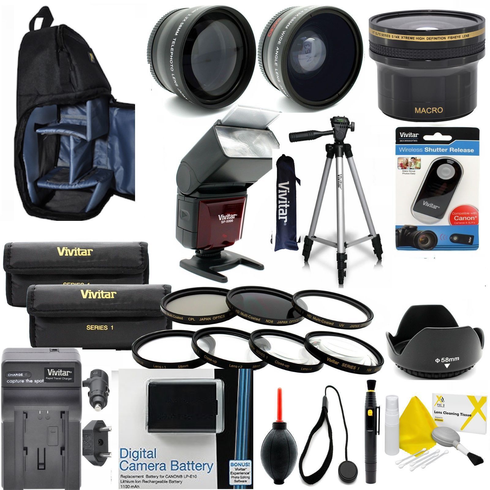 ACCESSORIES BUNDLE KIT INCLUDES BAG FLASH LENSES FOR CANON EOS M200 MIRRORLESS