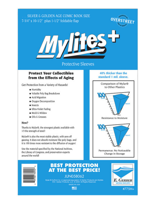 10 Sleeves E Gerber Mylites+ 1.42 Mil Mylar Silver Golden Age Comic Bags