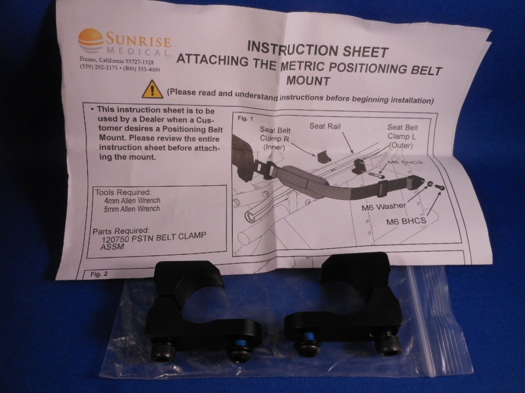Sunrise Medical Wheelchair 120750 Pair of Metric Position Seat Belt Mounts