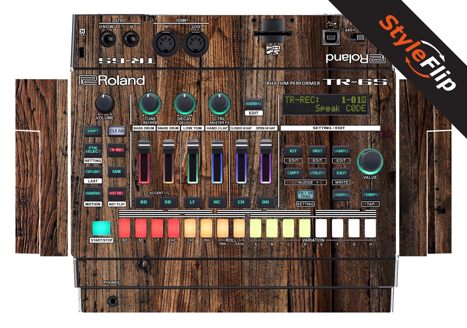 Roland TR-6S Skins | Wood 3 | Protective Decal | StyleFlip Skins