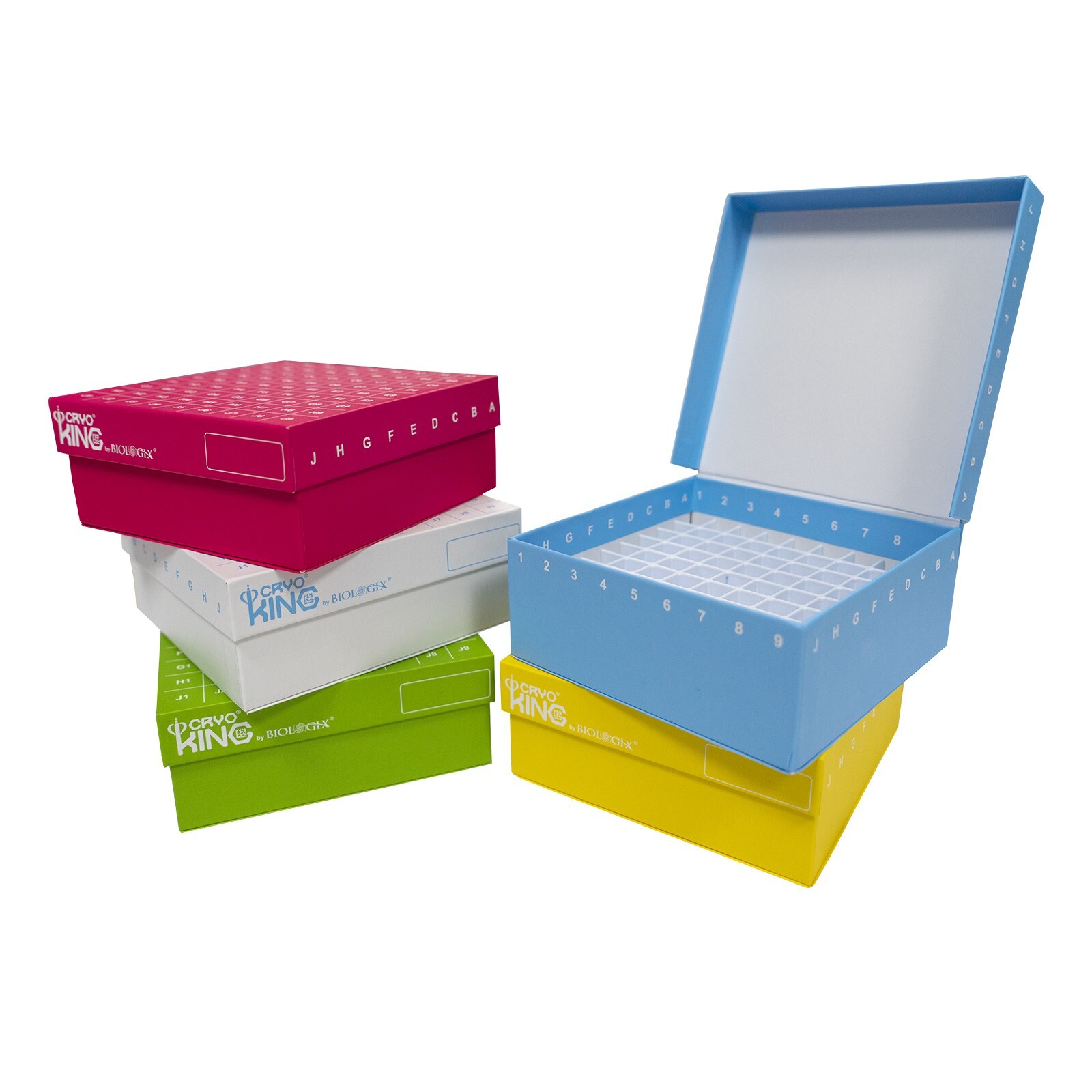 CryoKING® ID-Color™ 2in. Cardboard Freezer Boxes (81 well), 5/Pack, 20/Case