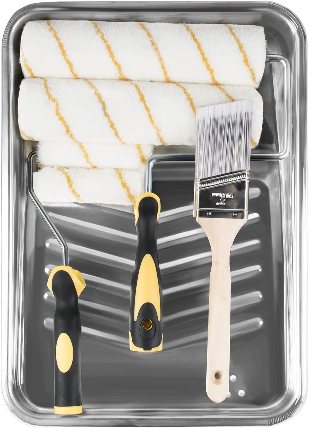 Paint Roller Kit, 9 Pieces Paint Supplies for House Painting, with Metal