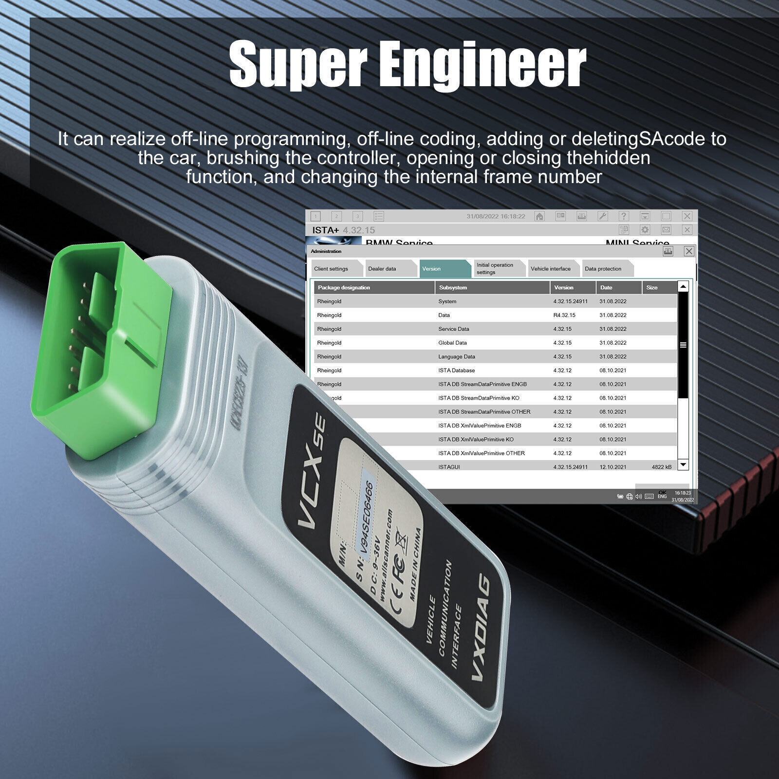 VXDIAG VCX SE for BMW OBD2 Diagnostic Scanner J2534 Programming Key Coding Tool