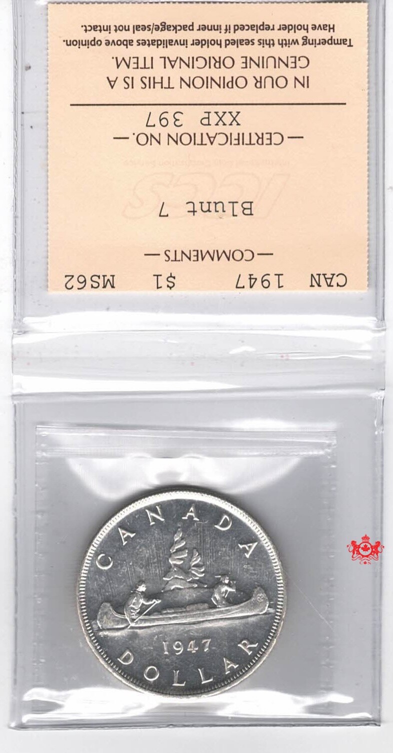 1947 Canada 1$ Blunt 7 - ICCS MS62 - XXP 397