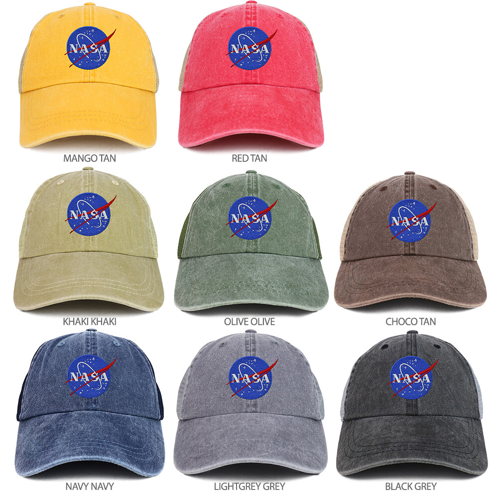 NASA Insignia Logo Embroidered Unstructured Trucker Mesh Cap (FREE SHIPPING)