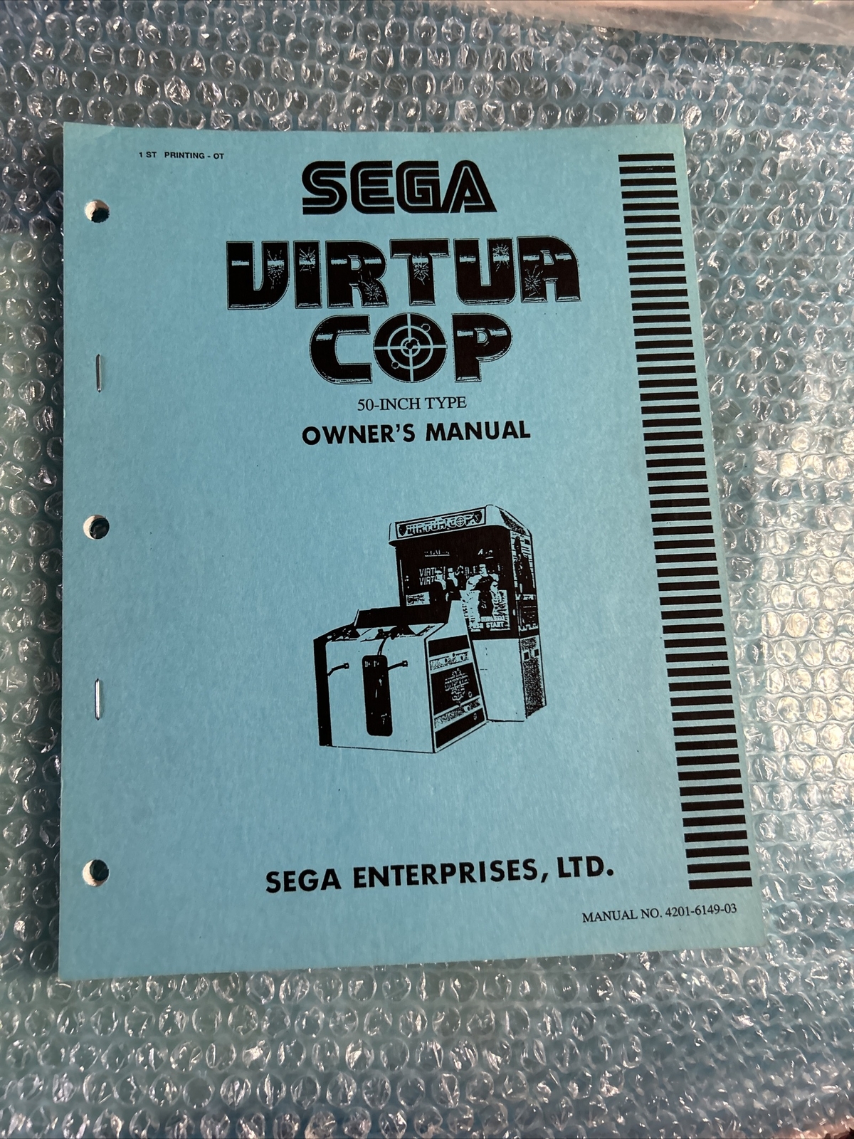 ORIGINAL VIRTUA COP  50”deluxe sega    Arcade video game owners manual