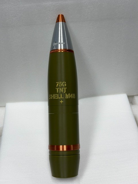 75mm M48 "Super" Howitzer Shell Replica 3D Printed USA MADE Display Correct Size