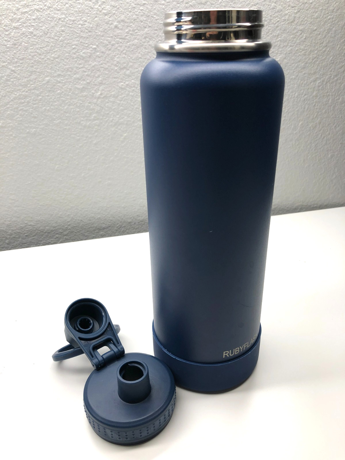 RubyFlask 32oz Stainless Steel Water Bottle Blue Wide Mouth Insulated Handle