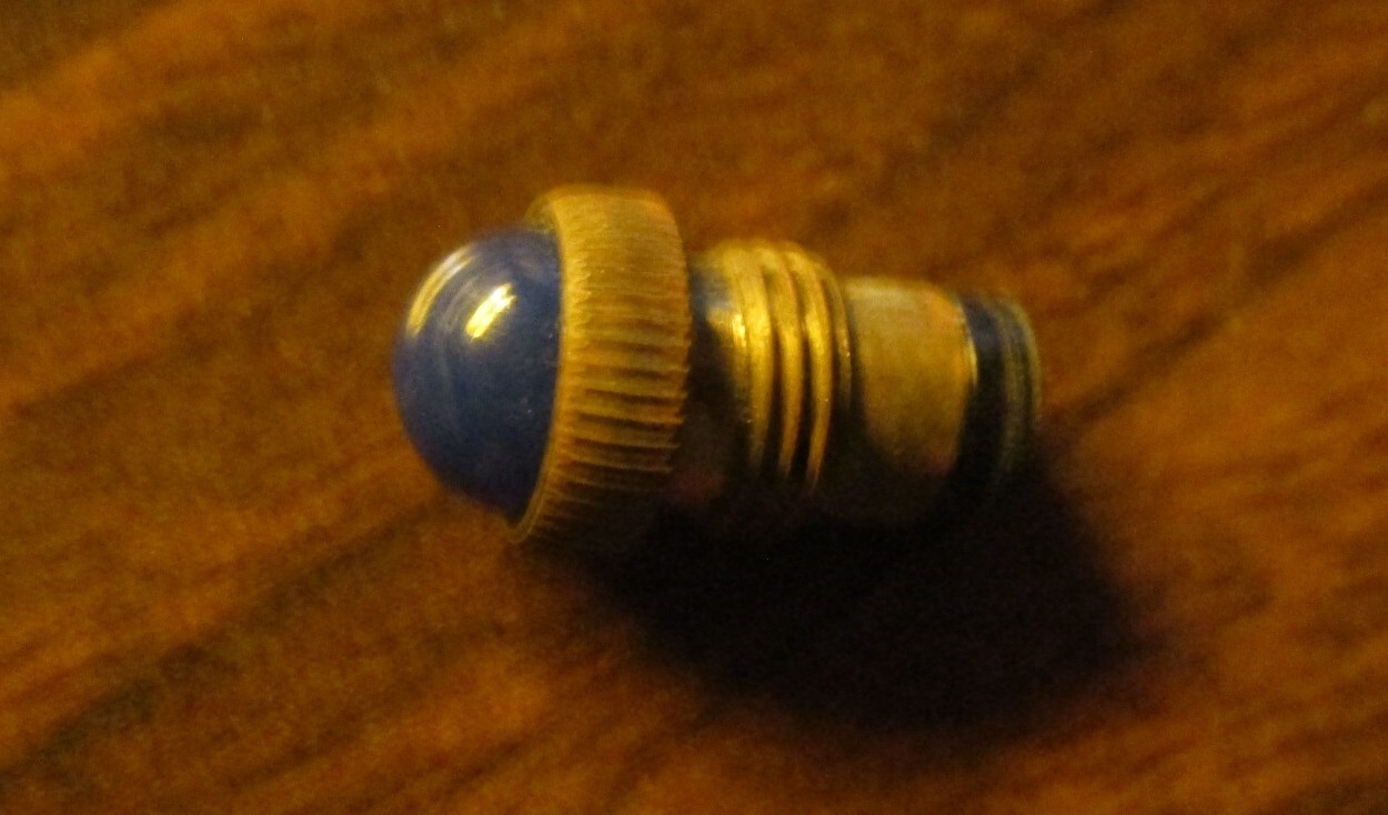 Vintage Miniature Blue Indicator Lamp 3V Screw Base