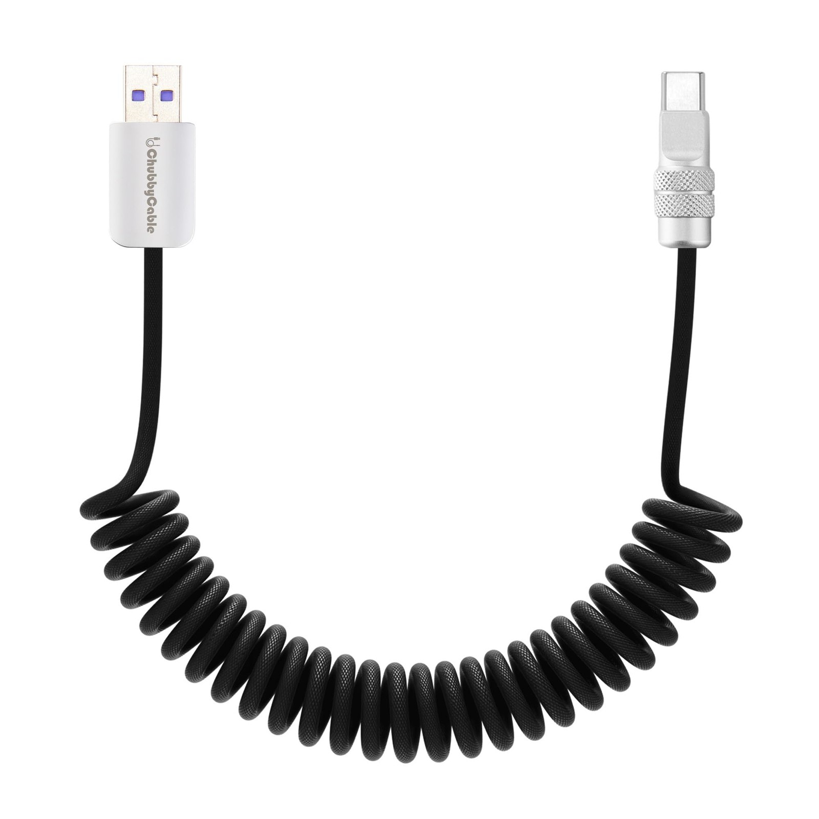 chubbycable Curly Chubby 120W Coiled USB C Fast Charging Cable Durable Braide...