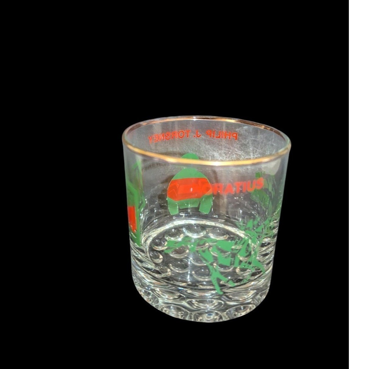Vintage Mountain Dew Horatius Philip J Torsney Horse Racing Rocks Glass Gold Rim