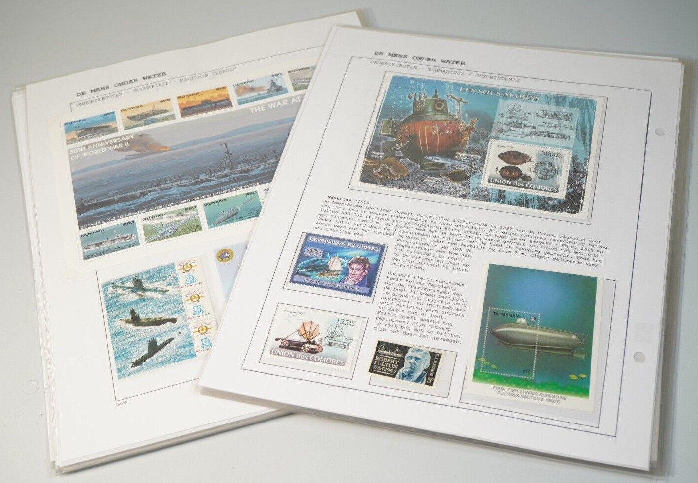 WORLD STAMP COLLECTION SUBMARINE STAMPS SOUVENIR SHEETS & 6 COVERS MINT & USED