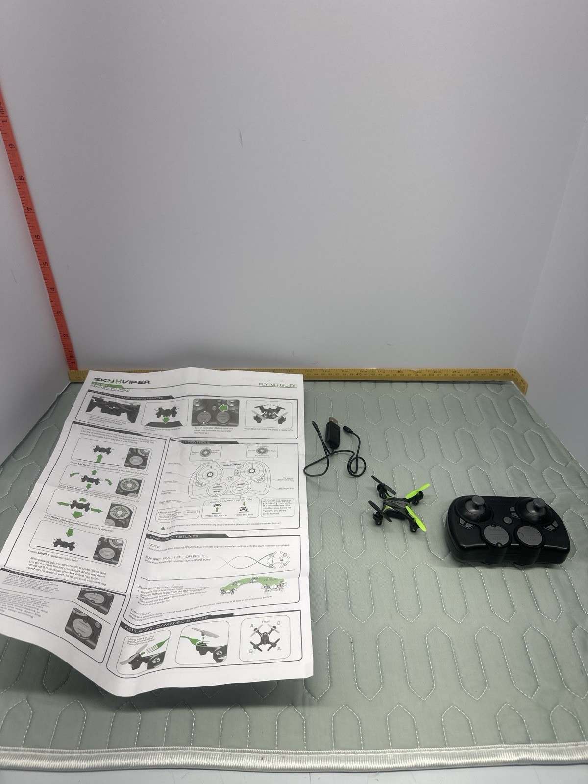 Sky Viper Mini Stunt Drone w/ Controller & Charger – Tested Working –Green/Black