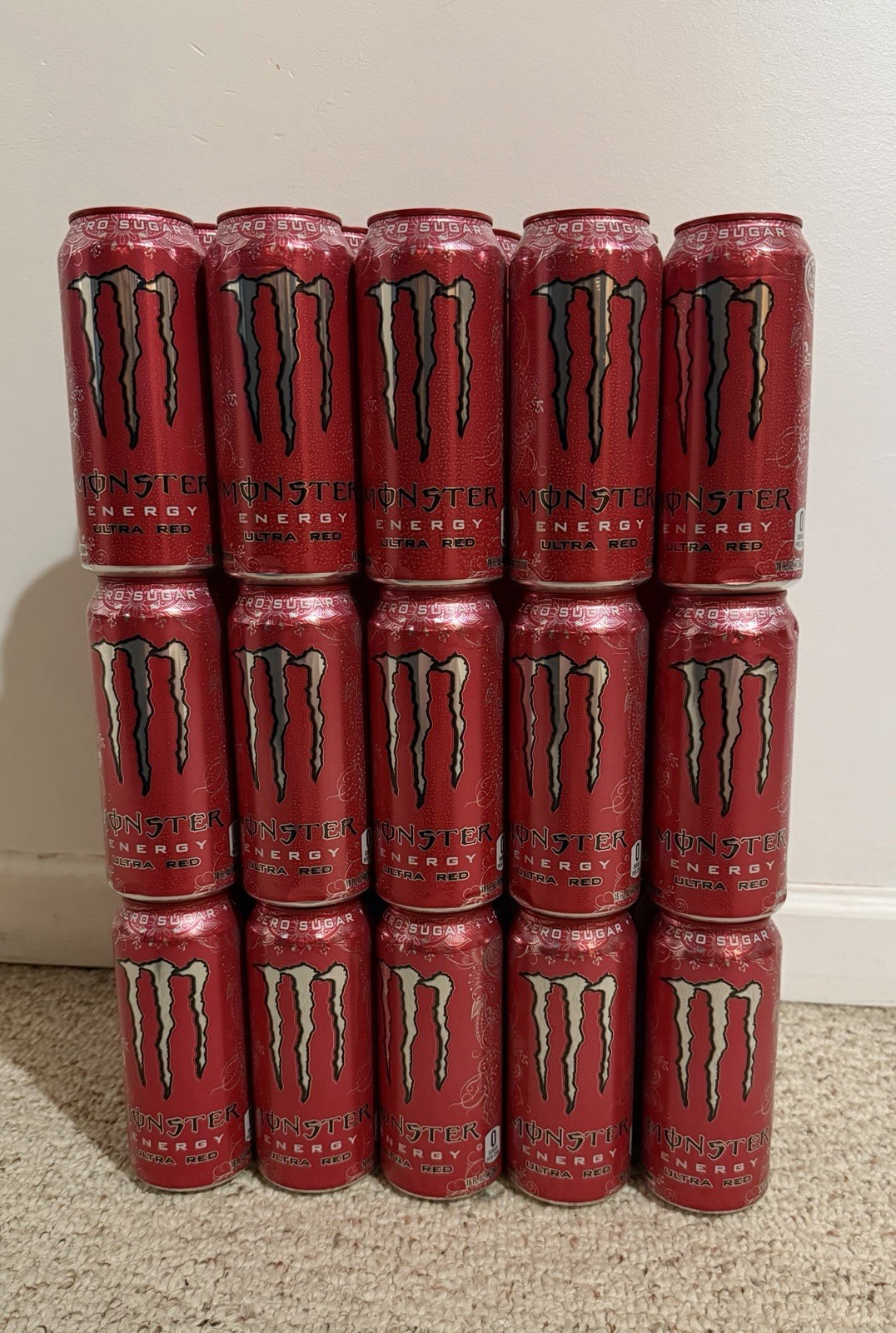 Monster Ultra Red Zero Sugar Energy & Fitness Drink 16 fl oz Cans 15 Pack X 4