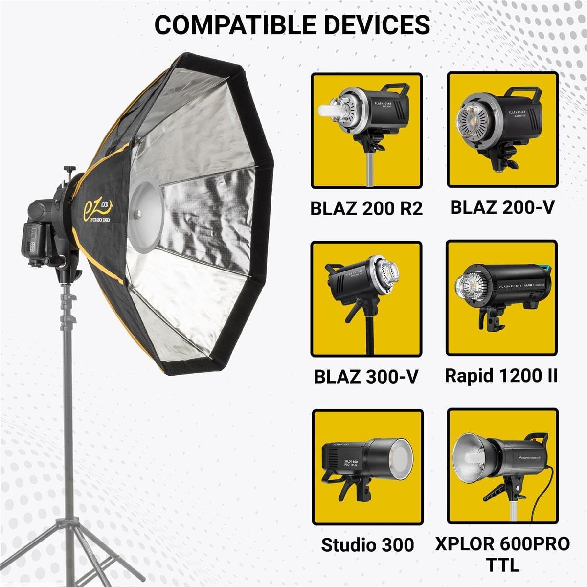 EZ Lock 25" Octa Small Quick Softbox, Eight-Sided Parabolic Softbox Opens up and