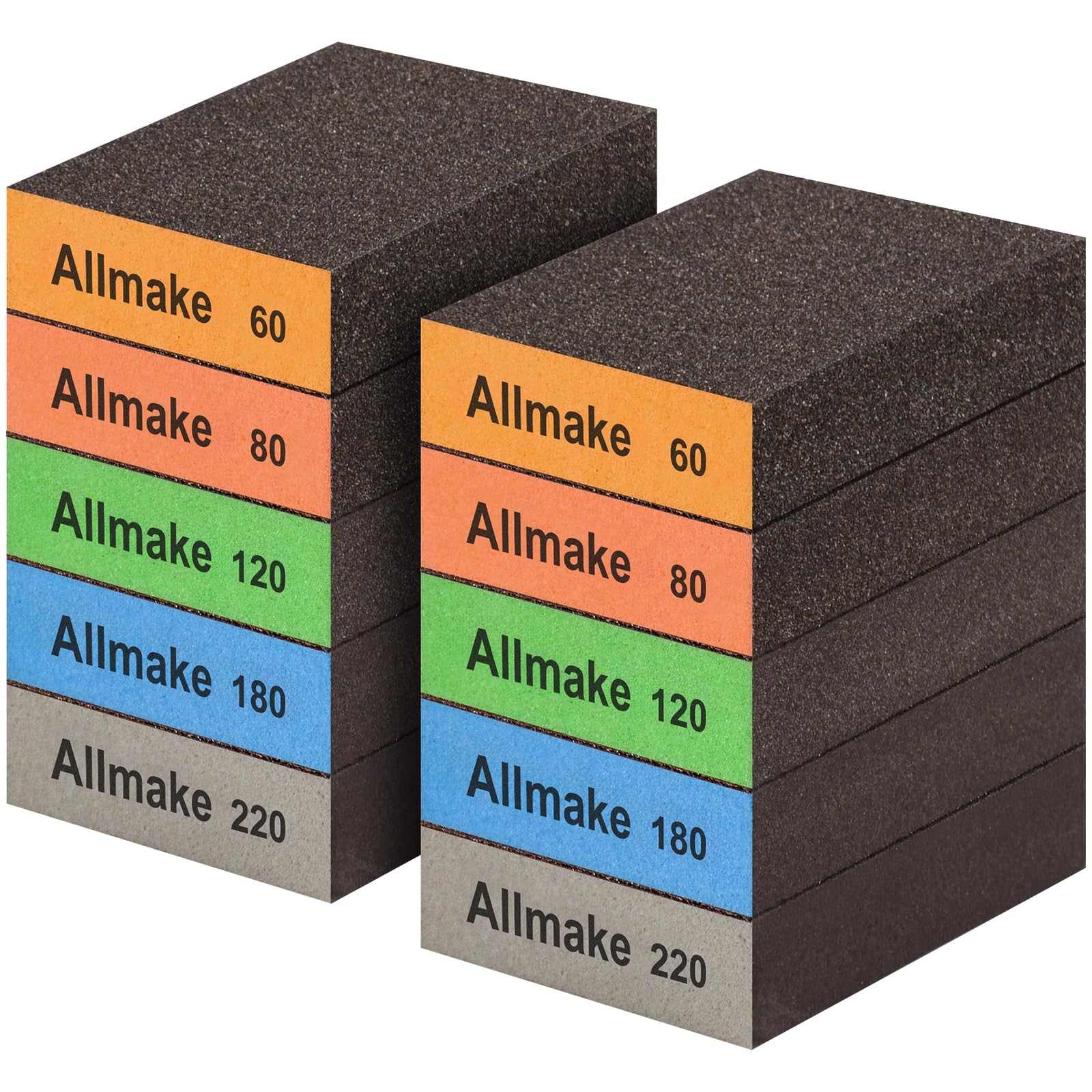 10 Pack Sanding Sponge, Washable and Reusable Sanding Block, 60 80 120 180 22...