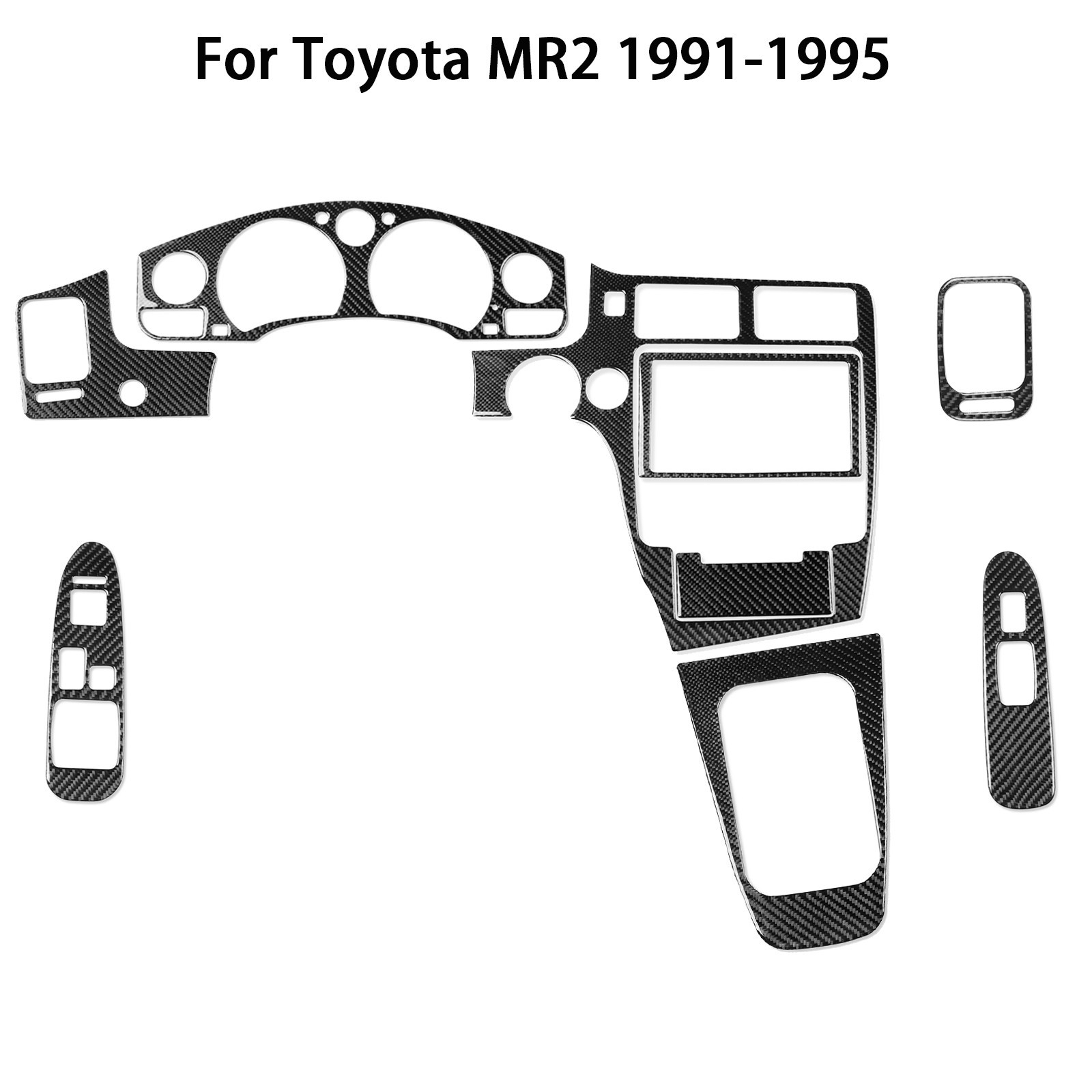 9Pcs Real Carbon Fiber Set Full Interior Dash Trim Kits For Toyota MR2 1991-1995