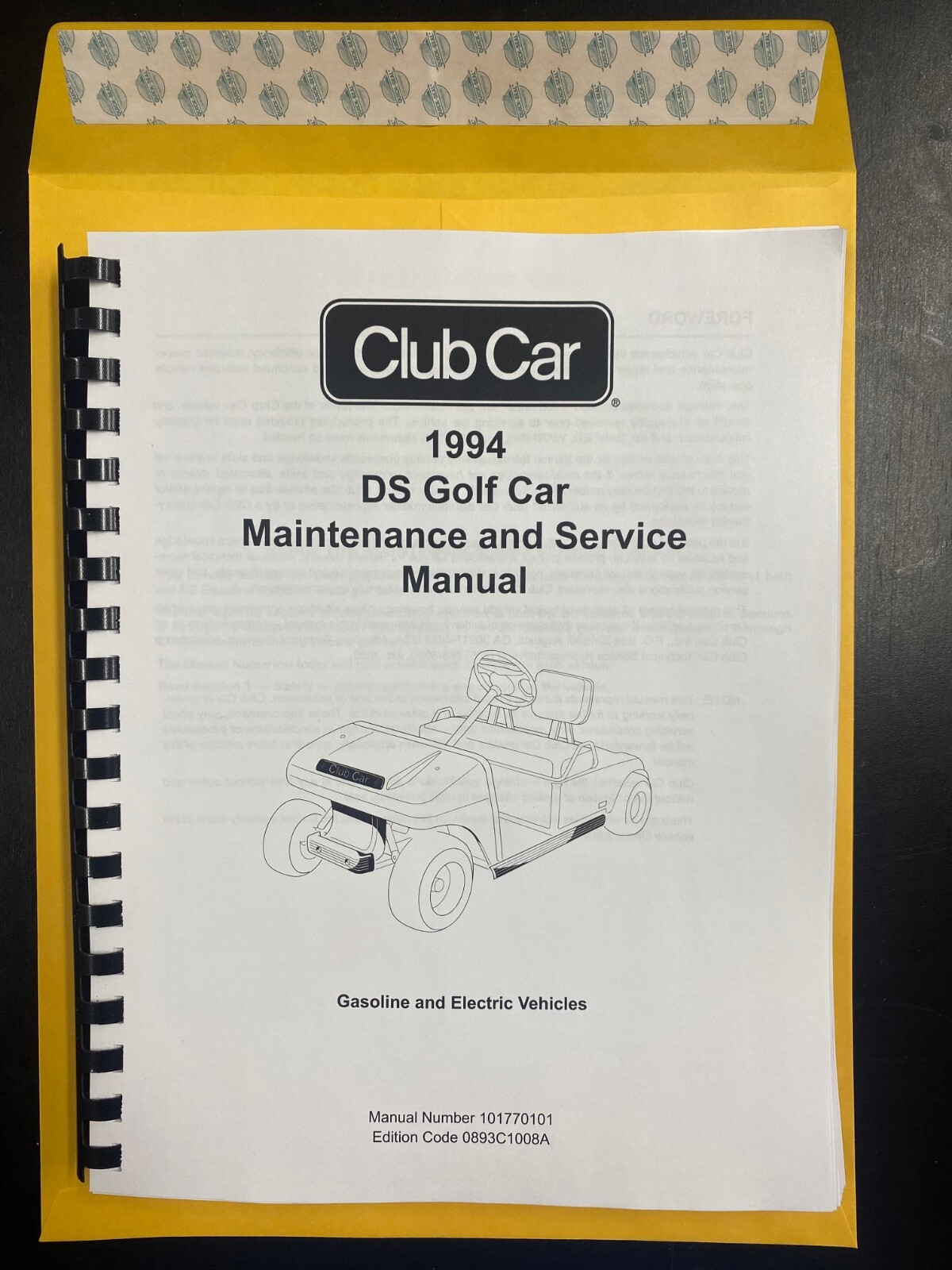 MAINTENANCE SERVICE REPAIR MANUAL FITS 1994 CLUB CAR DS GOLF CAR 1008B