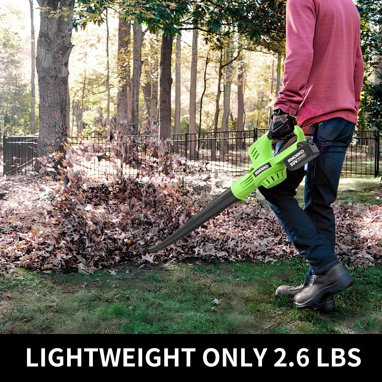 Leaf Blower Cordless, 20V Electric Cordless Leaf Blower with 8000mAh Battery ...