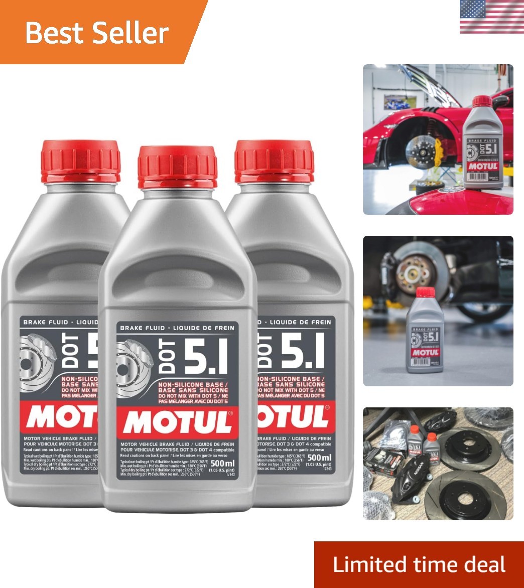 DOT 5.1 100% Synthetic Brake Fluid - 500ml Bottles, 3-Pack 100951