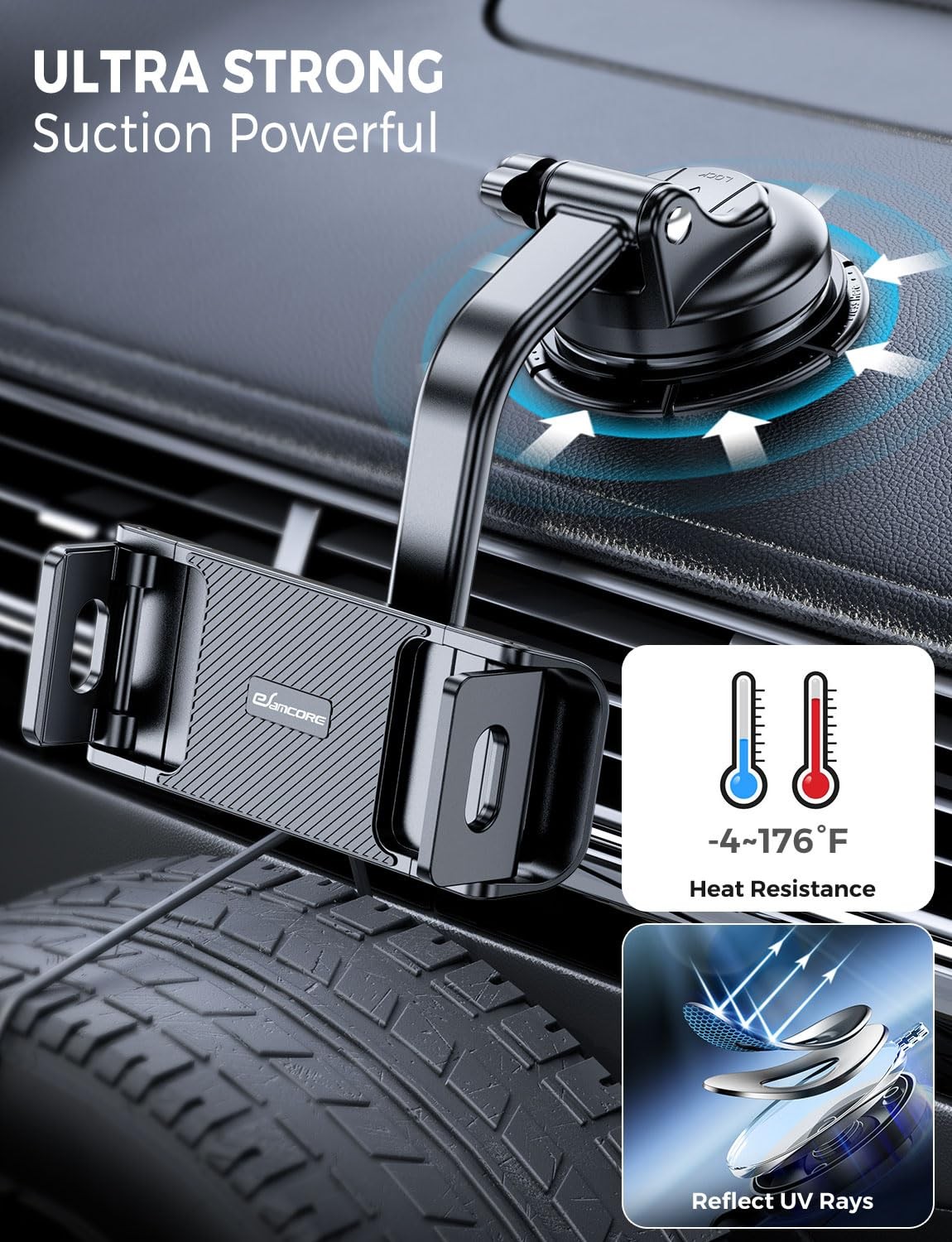 Car Tablet Mount Holder Windshield Dashboard Suction 611 Inch Foldable Phone