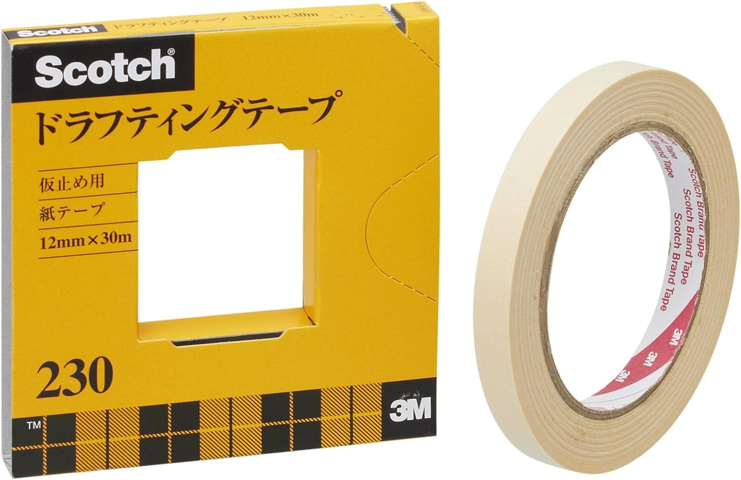 3M Scotch Masking Tape Drafting Tape With Cutter 12mm x 30m 230-3-12