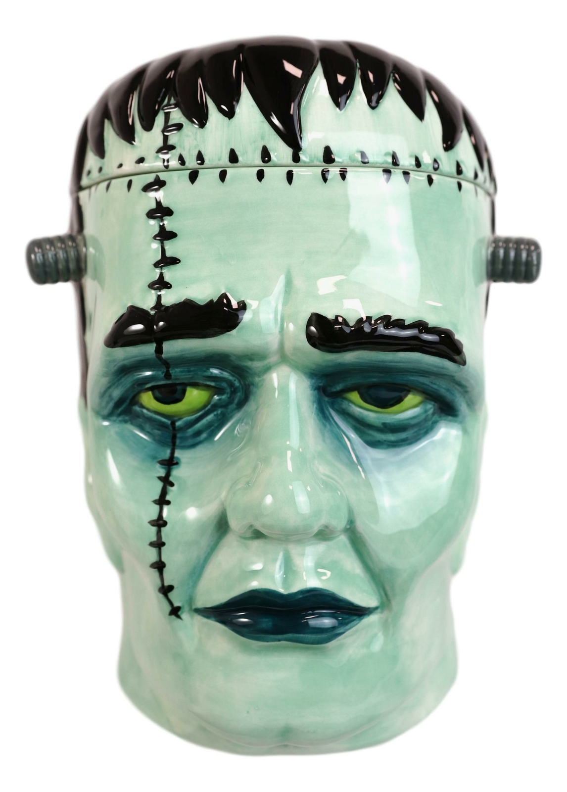 Ceramic Ghastly Victor Frankenstein Skull Cookie Jar Halloween Decor Kitchenware