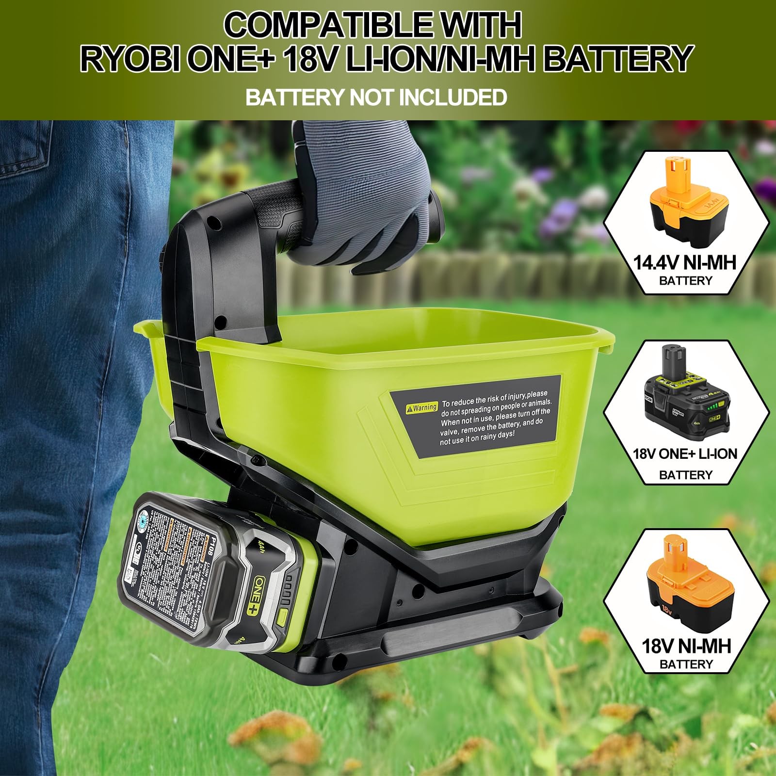 Handheld Power Spreader for Ryobi 18V Battery, Portable Electric Spreader for...