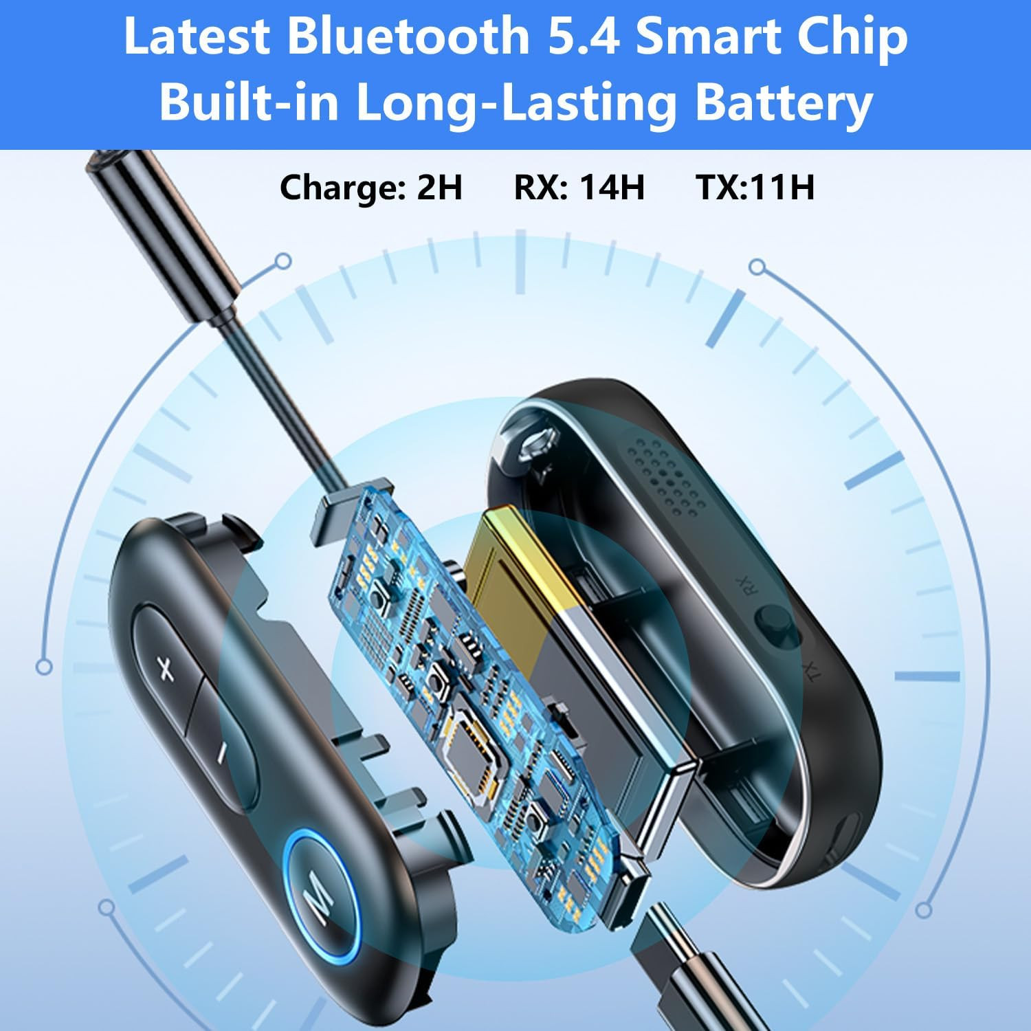 Bluetooth 5.4 Transmitter Receiver - 2-in-1 Bluetooth Wireless Audio Transmitter