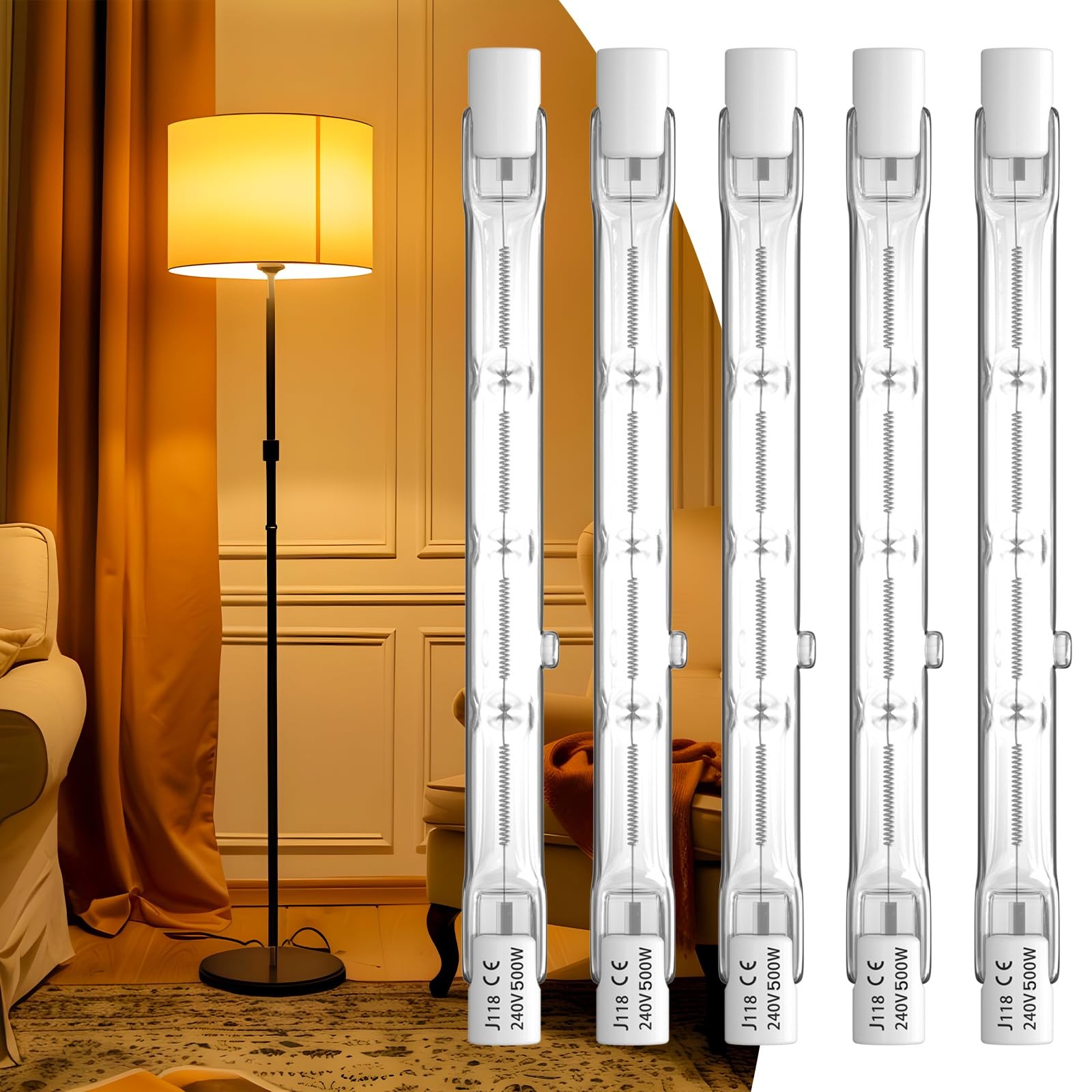 500 Watt Halogen Light Bulbs R7s LED Bulb 118mm 4.7inch T3 Halogen Bulbs 2800...