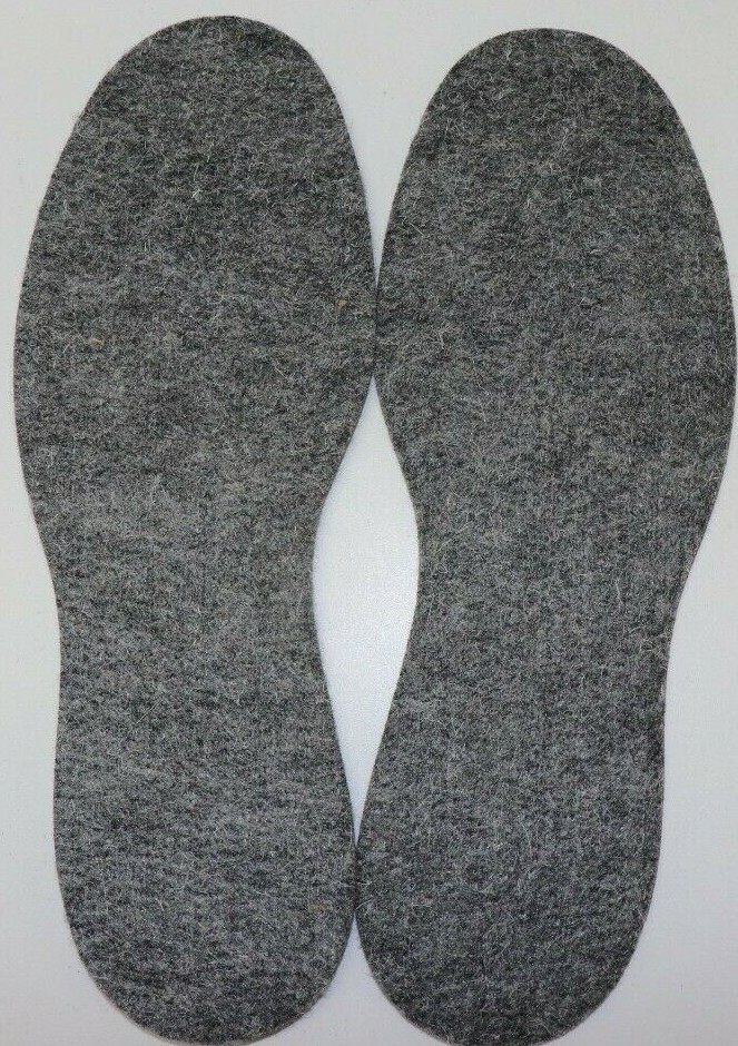 J T Foote Alaskan Grey Wool Felt boot or shoe Insoles inserts size 6 pair M576