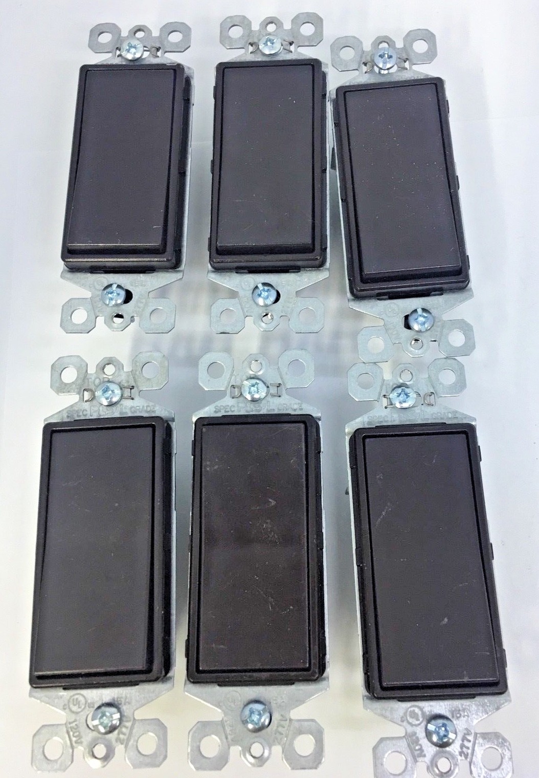 P&S 15A 120V LOT of 6 Self Grounding 3-Way Rocker Switch FREE SHIPPING c