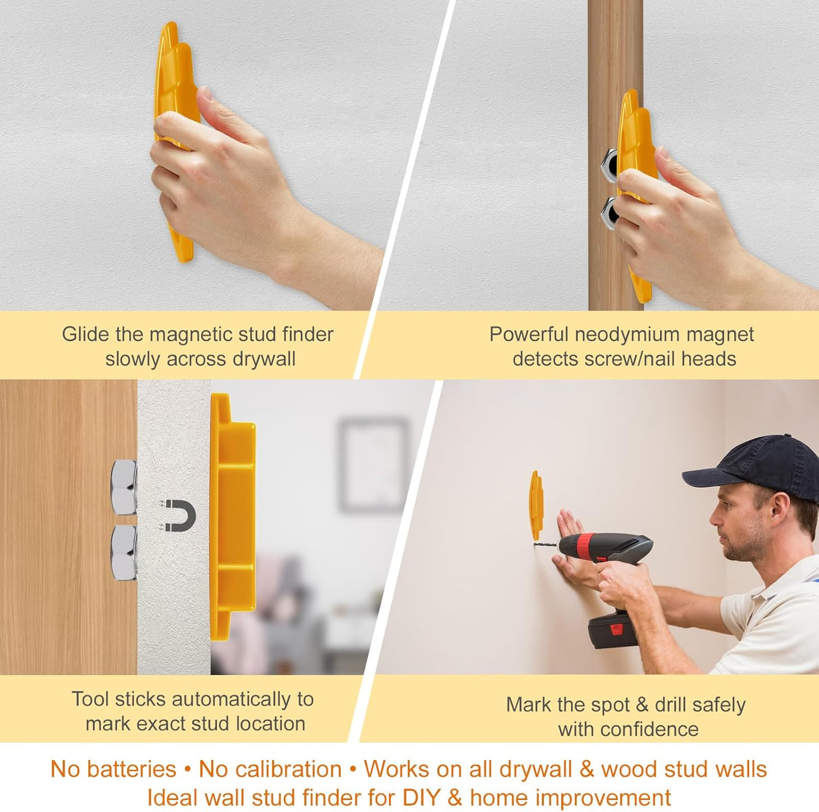 Magnetic Stud Finder 2 Pack No Batteries Required Wall Detector Scanner for