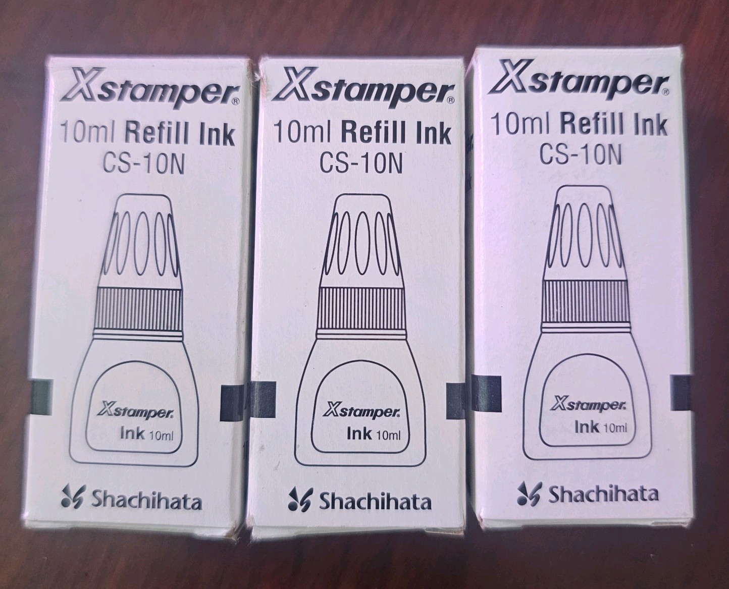 Xstamper 10ml Refill Ink LOT OF 3. (2) Black (1) Red CS-10N by Shachihata - New