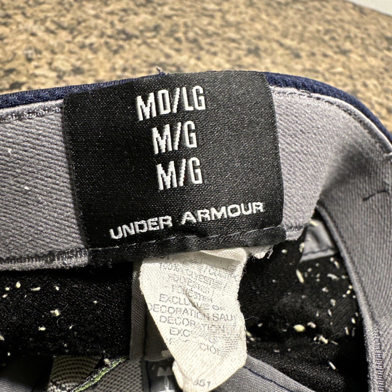 Under Armour White Letters Dark Blue Medium Hat