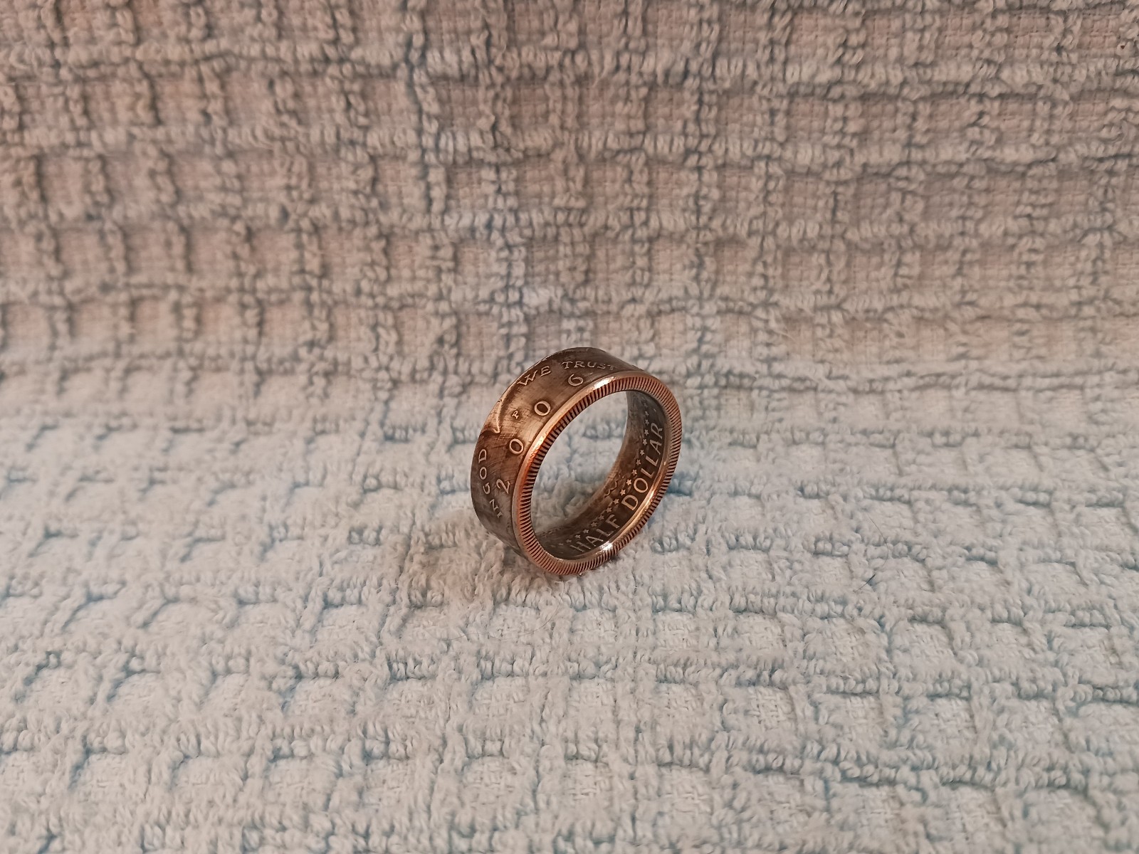 2006 Kennedy Half Dollars  size 9-1/2   coin ring  handmade mixed metals