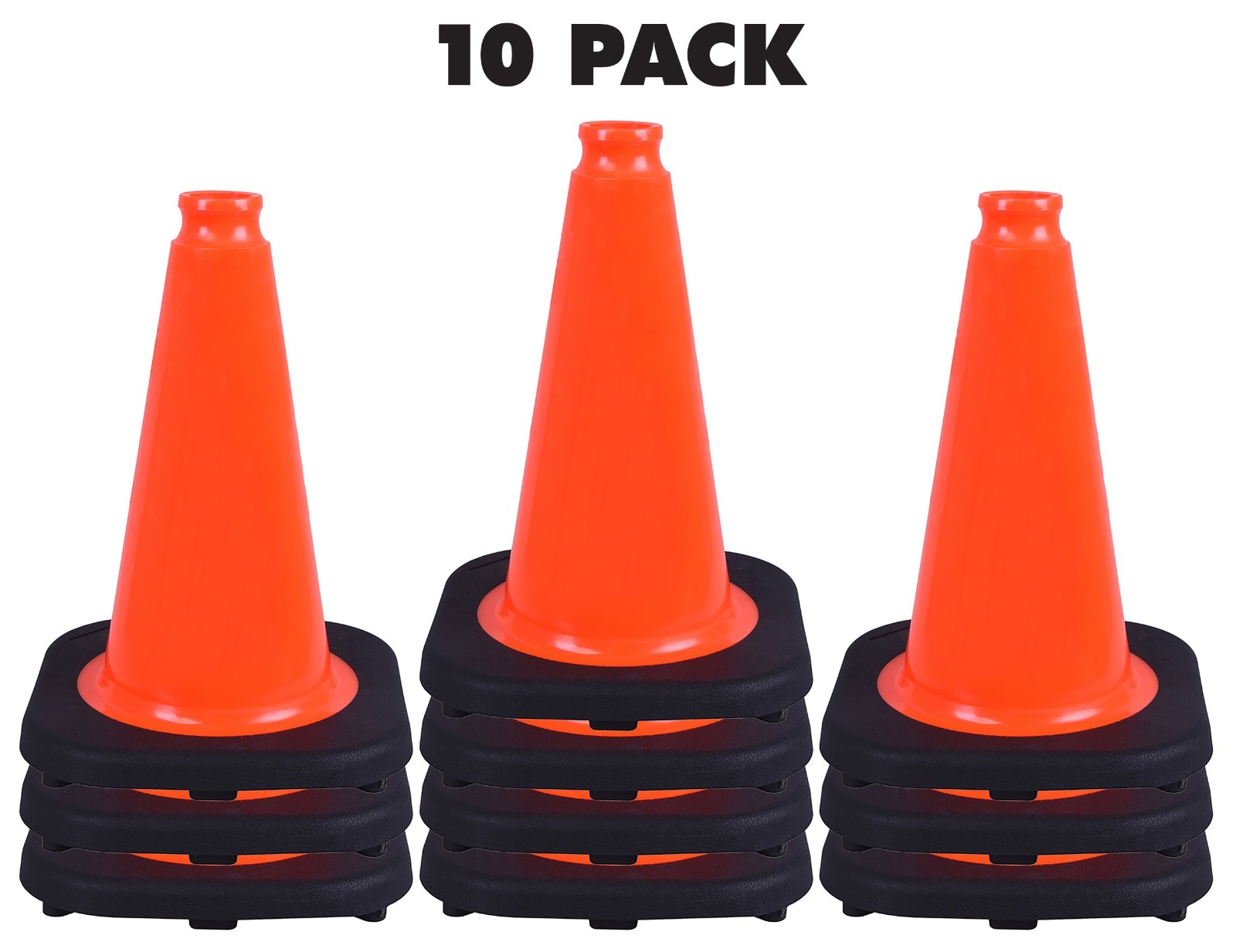12" Orange Traffic Cones Safety Road Construction - 10 Pack
