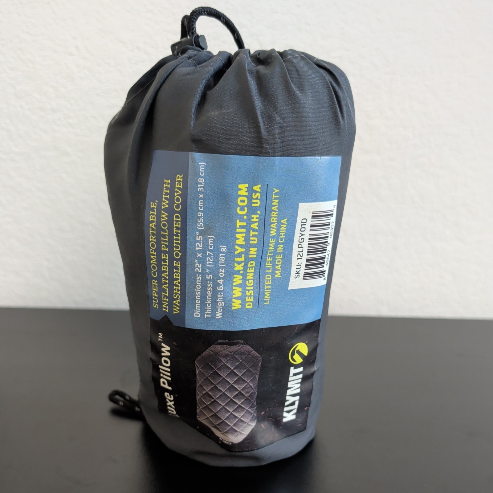 KLYMIT | Luxe Camping Pillow | Gray | Inflatable | 2LPGY01D