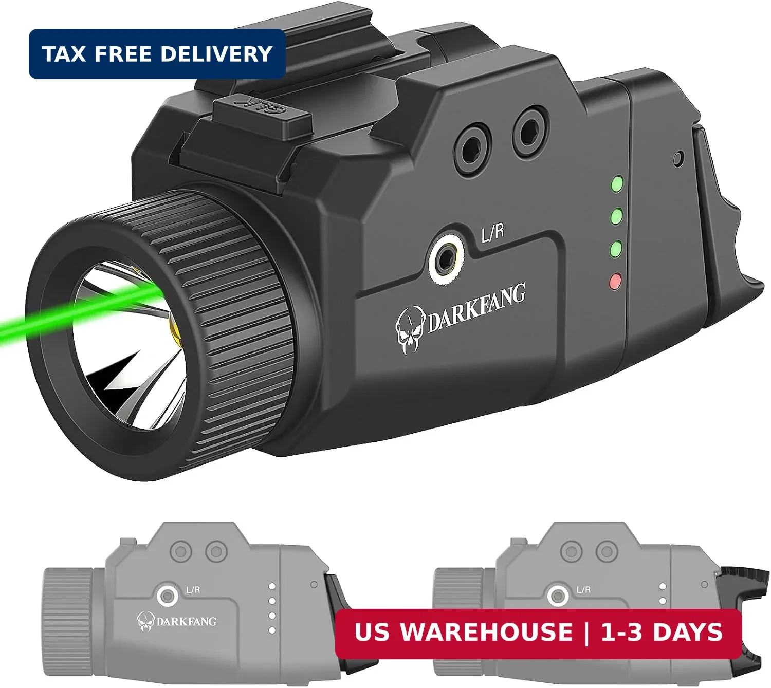 DARKFANG 1000 Lumen Tactical Weapon Light Laser Combo with High and Low Rear Swi