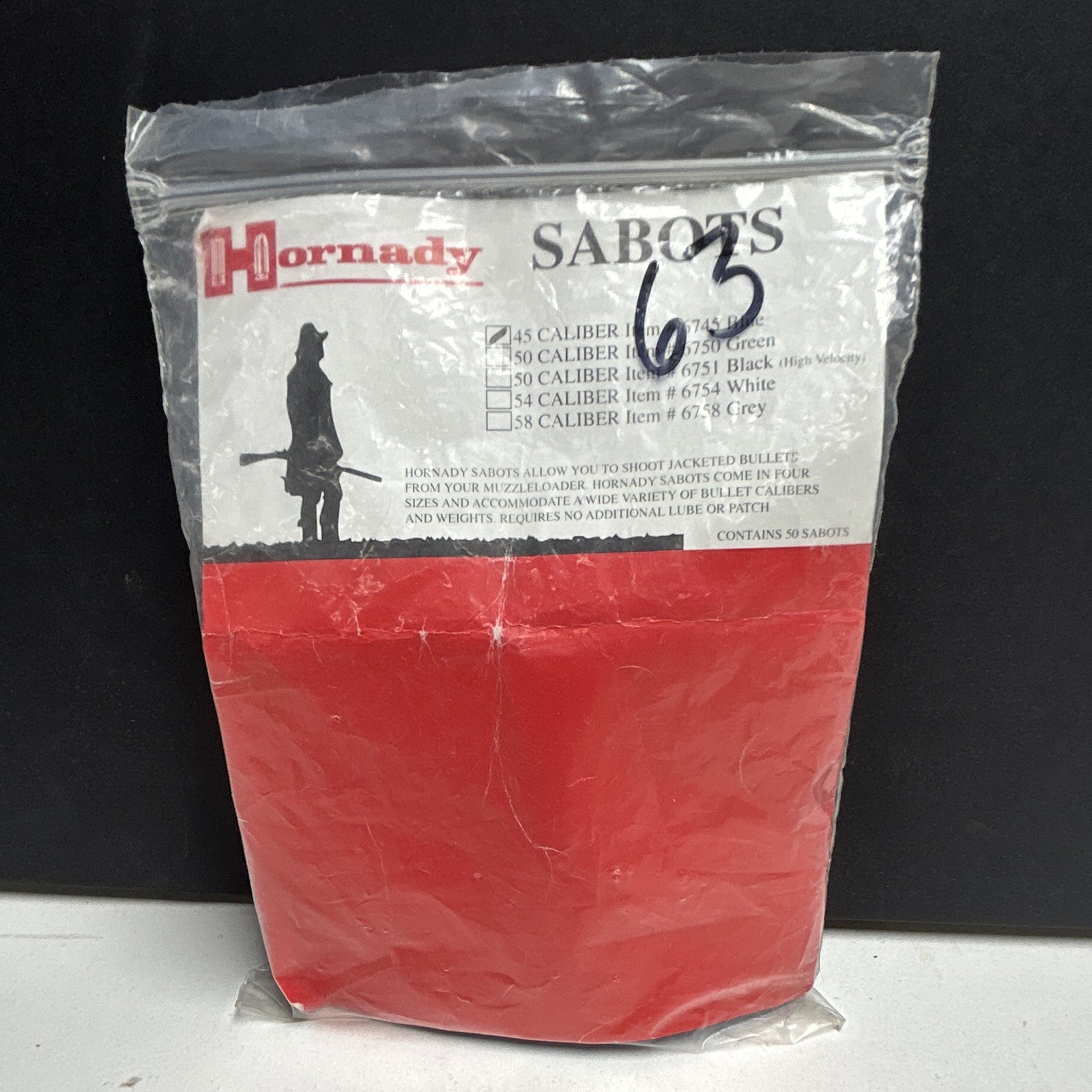 Hornady Sabots 45 Caliber #6745 Blue 63 pcs