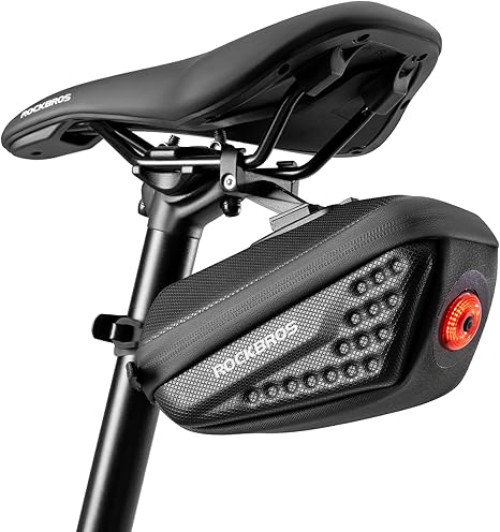 ROCKBROS Bike Saddle Bag EVA Hard Shell with Tail Lights 0.45L Bicycle Seat bag